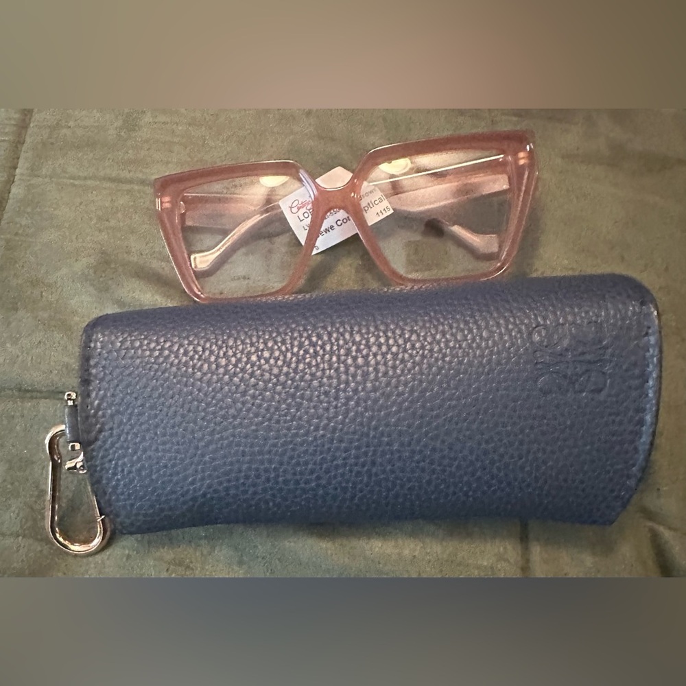 Loewe Pink Geometric Glasses with Blue Case